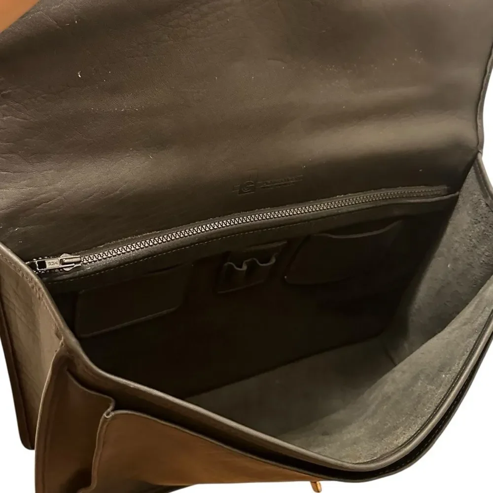 Jack George’s Leather Turnlock Briefcase Travel Bag Messenger Work Bag Black